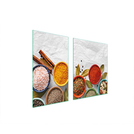 ASSIETTE EN VERRE et PLANCHE À DÉCOUPER 100x52 ÉPICES (1/5)