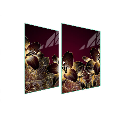 PLAQUE DE PROTECTION EN VERRE POUR POÊLE 70x52 ORCHIDÉE (1/5)
