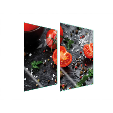 PLAQUE DE PROTECTION EN VERRE POUR CUISINE 2x35x52 TOMATE (1/5)