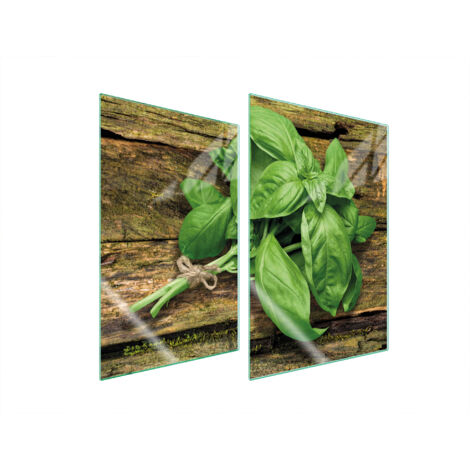PLAQUE DE PROTECTION EN VERRE POUR CUISINE 2x35x52 BASILIC (1/5)