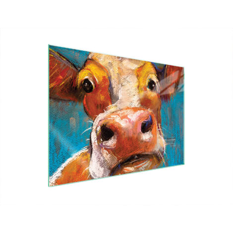 PLAQUE DE PROTECTION EN VERRE POUR POÊLE 70x52 VACHE (1/5)