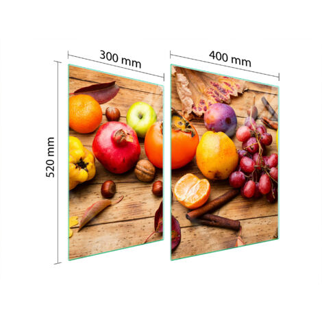 PLAQUE DE PROTECTION EN VERRE POUR POÊLE 70x52 FRUIT (1/5)
