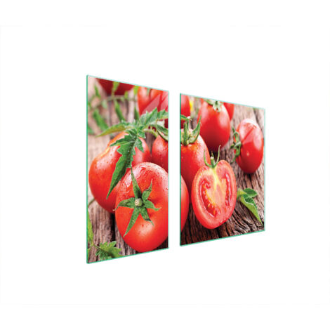 PLAQUE DE PROTECTION EN VERRE POUR POÊLE 90x52 TOMATES (1/5)