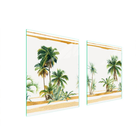 PLAQUE DE PROTECTION EN VERRE POUR POÊLE 85x52 PALMIERS (1/5)