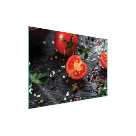 PLAQUE DE PROTECTION EN VERRE POUR POÊLE 70x52 TOMATE (1/5)