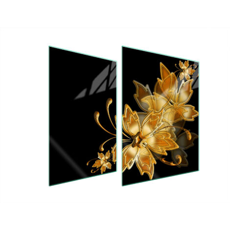 PLAQUE DE PROTECTION EN VERRE POUR POÊLE 70x52 OR (1/5)