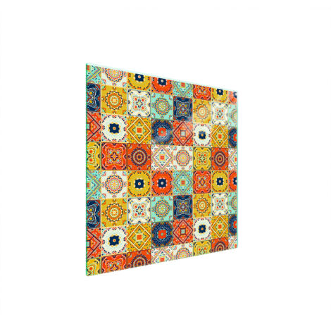 PLAQUE DE PROTECTION EN VERRE POUR POÊLE 50x52 MOSAÏQUE