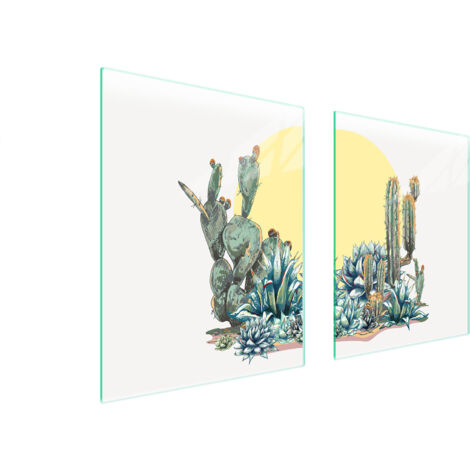 PLAQUE DE PROTECTION EN VERRE POUR POÊLE 85x52 CACTUS (1/5)