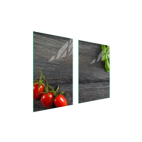 PLAQUE DE PROTECTION EN VERRE POUR CUISINE 65x52 TOMATES (1/5)