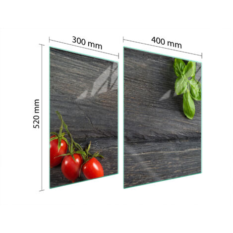 PLAQUE DE PROTECTION EN VERRE POUR POÊLE 70x52 TOMATES (1/5)