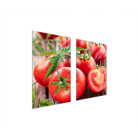 PLAQUE DE PROTECTION EN VERRE POUR CUISINE 65x52 TOMATES (1/5)