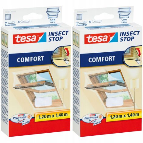 TESA Moustiquaires pour fenêtres de toit filet de fenêtre 1,2 x 1,4 m blanc x 2 pcs (1/4)