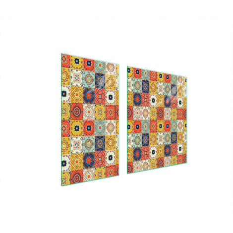 PLAQUE DE PROTECTION EN VERRE POUR POÊLE 90x52 MOSAÏQUE