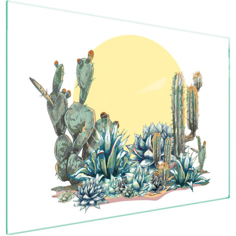 PLAQUE DE PROTECTION EN VERRE POUR POÊLE 70x52 CACTUS (1/5)