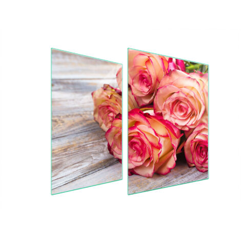PLAQUE DE PROTECTION EN VERRE POUR POÊLE 70x52 ROSE (1/5)
