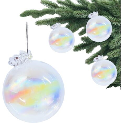 Boule en verre - Ronde avec effet pétrole opalescent et diamants H 14 cm Fi 12 cm (1/5)