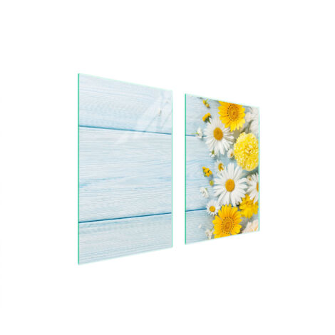 PLAQUE DE PROTECTION EN VERRE POUR CUISINE 65x52 CAMOMILLE (1/5)