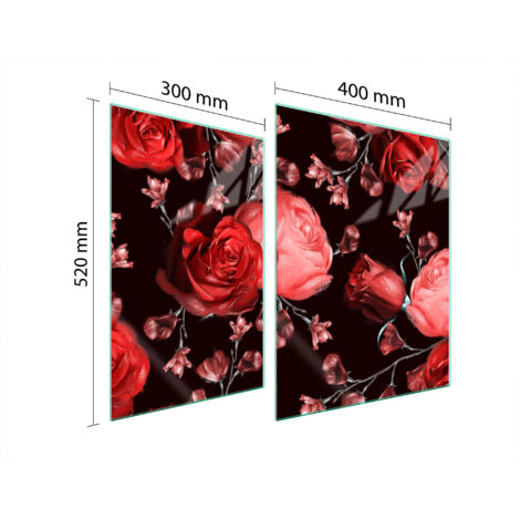 PLAQUE DE PROTECTION EN VERRE POUR POÊLE 70x52 ROSES (1/5)