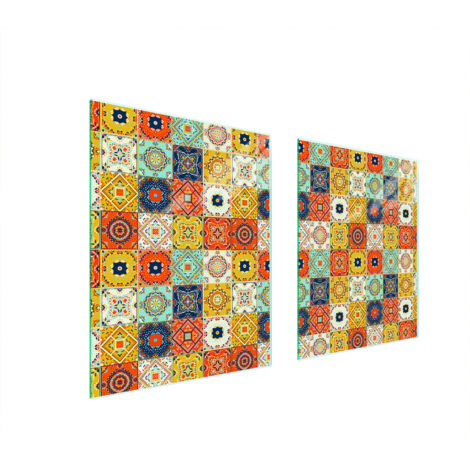 PLAQUE DE PROTECTION EN VERRE POUR POÊLE 85x52 MOSAÏQUE