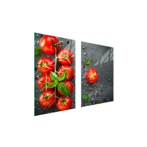 PLAQUE DE PROTECTION EN VERRE POUR CUISINE 65x52 TOMATES (1/5)