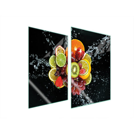 PLAQUE DE PROTECTION EN VERRE POUR CUISINE 2x35x52 FRUITS