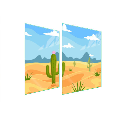 PLAQUE DE PROTECTION EN VERRE POUR POÊLE 70x52 CACTUS (1/5)