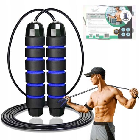 Corde à sauter de boxeur réglable avec roulement pour l'entraînement, noire, 2,8 m (1/5)