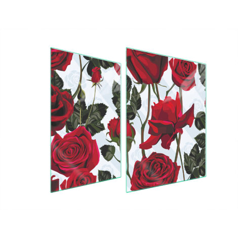 PLAQUE DE PROTECTION EN VERRE POUR POÊLE 70x52 ROSES (1/5)
