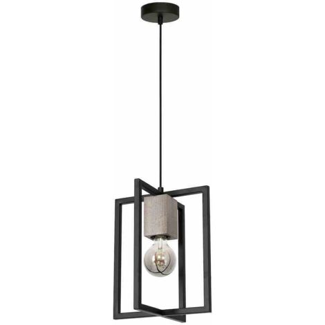 LAMPE SUSPENDUE RALPH 1 E27 BOIS NOIR MILAGRO MLP3710 (1/5)
