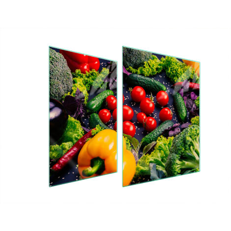 PLAQUE DE PROTECTION EN VERRE POUR POÊLE 70x52 LÉGUMES (1/5)