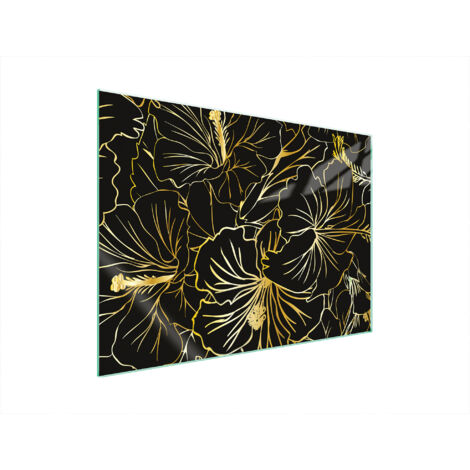 PLAQUE DE PROTECTION EN VERRE POUR POÊLE 70x52 FLEURS (1/5)