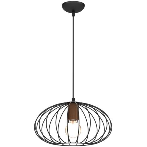 LAMPE SUSPENDUE MERIDIANO 1 E27 BOIS NOIR MILAGRO MLP7959 (1/5)