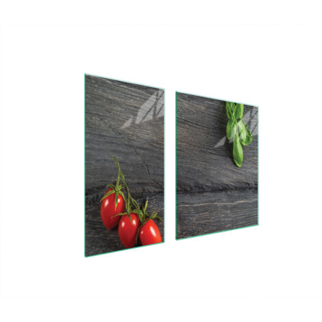 PLAQUE DE PROTECTION EN VERRE POUR POÊLE 90x52 TOMATES (1/5)