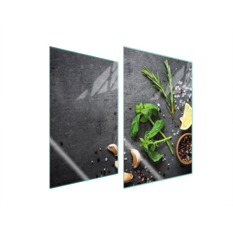 PANNEAU DE PROTECTION EN VERRE POUR CUISINE 2x35x52 ARDOISE (1/5)