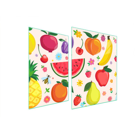 PLAQUE DE PROTECTION EN VERRE POUR POÊLE 70x52 FRUIT (1/5)