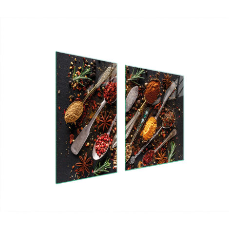 ASSIETTE EN VERRE et PLANCHE À DÉCOUPER 100x52 ÉPICES (1/5)