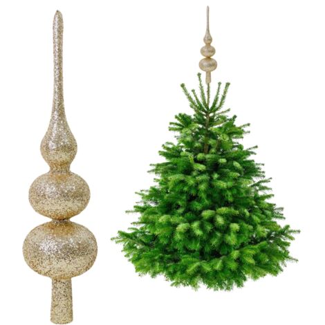 Cimier de sapin de Noël Champagne - Cimier de sapin de Noël pailleté 34 cm