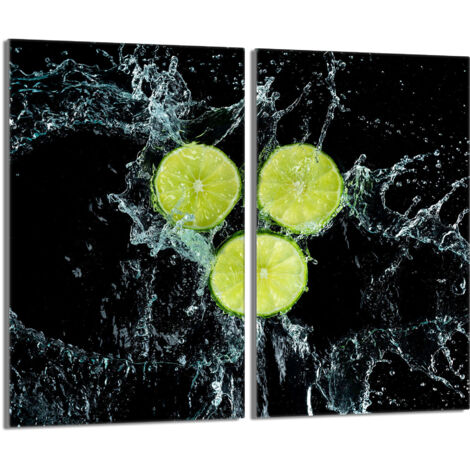 Plaque de protection en verre pour poêle 2x30x52 Citron (1/5)
