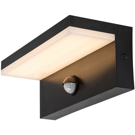 Applique d'extérieur moderne noire avec détecteur de mouvement, couleur LED variable, 9W IP54 ZARAGOZA, Rabalux