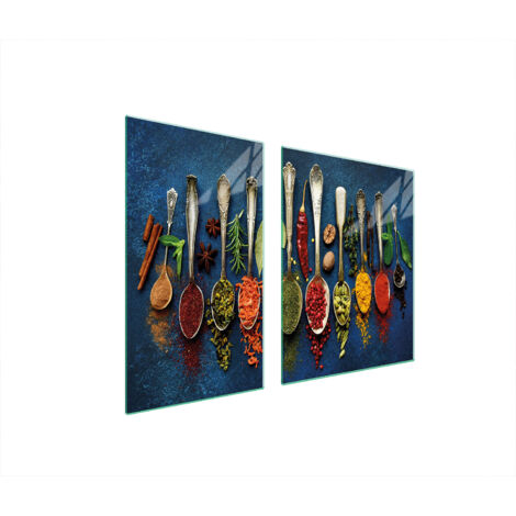 ASSIETTE EN VERRE et PLANCHE À DÉCOUPER 100x52 ÉPICES (1/5)