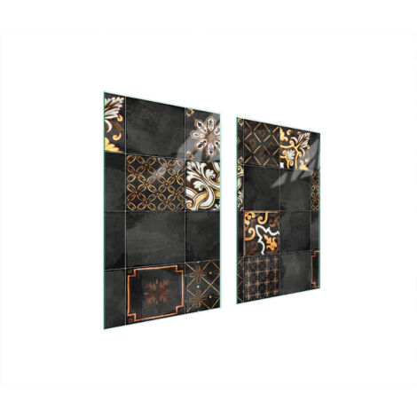PLAQUE DE PROTECTION EN VERRE POUR POÊLE 75x52 MOSAÏQUE (1/5)