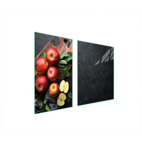 ASSIETTE EN VERRE et PLANCHE À DÉCOUPER 100x52 POMME (1/5)