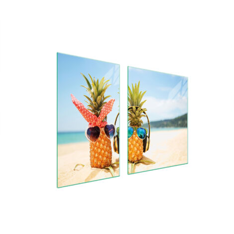 ASSIETTE EN VERRE et PLANCHE À DÉCOUPER 100x52 ANANAS (1/5)