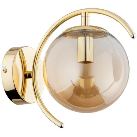 Applique murale moderne glamour dorée, boule en verre ambré, 1xE14 10W EL DORADO Alfa