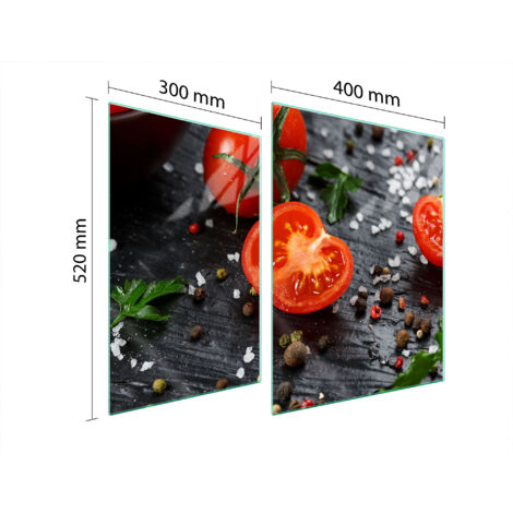 PLAQUE DE PROTECTION EN VERRE POUR POÊLE 70x52 TOMATE (1/5)