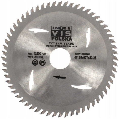 Lame de scie Widia 125 mm pour bois dur – 60 dents – Coupe nette et précise – Pour panneaux de particules et bois massif