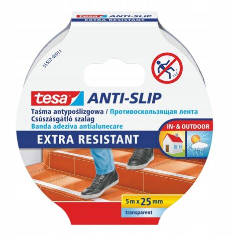 Ruban adhésif antidérapant pour escaliers TESA, transparent, 5 m (1/2)