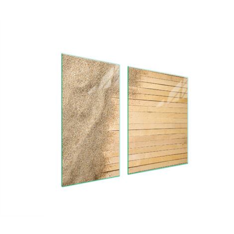 PLAQUE DE PROTECTION EN VERRE POUR POÊLE 90x52 SABLE (1/5)