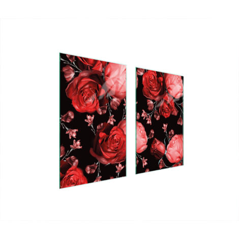PLAQUE DE PROTECTION EN VERRE POUR POÊLE 75x52 ROSES (1/5)