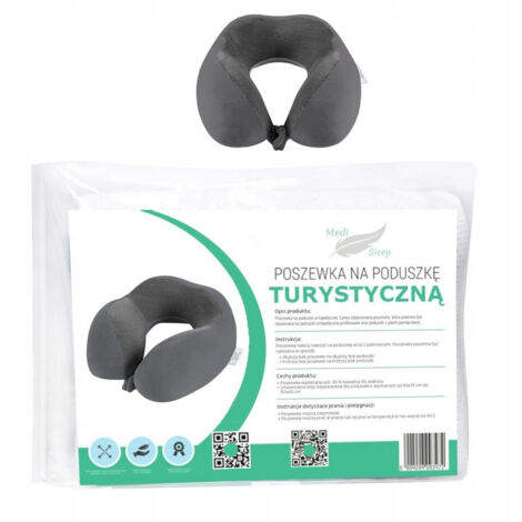 Taie d'oreiller de voyage grise Medi Sleep pour voiture (1/5)
